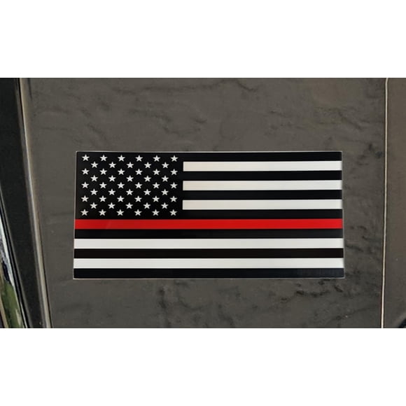 Thin Red Line US Flag Stickers | Set of 4 | 4" x 2.5" | Decals Black White and Red Support Firefighters and EMT UV Resistant Weatherproof