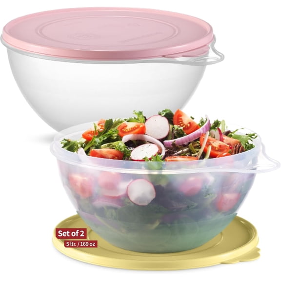 SIGNORA WARE 2‑Pack Large Food Storage Containers – Airtight Lids, Pink & Yellow