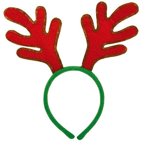 12 x REINDEER ANTLERS HEADBAND GLITTER RED GREEN GOLD SILVER CHRISTMAS PARTY NOV 