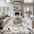 thumbnail image 3 of Grey Blue Botanical Area Rugs 5'x8', Washable Small Throw Rugs for Classroom Bedroom, Rustic Country Spring Floral Summer Leaf Indoor Outdoor Rug Non-Slip Low Pile Carpet Runner Reversible Floor Mats, 3 of 8