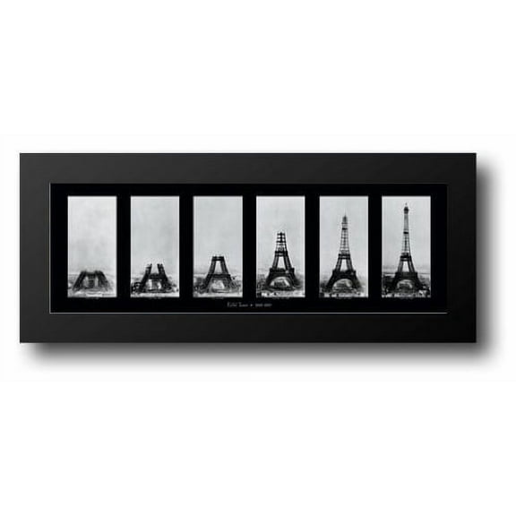 Eiffel Tower Construction 40x16 Framed Art Print