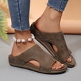 thumbnail image 2 of Dakaela Women's Cork Slide Sandals Slip on Open Toe Leather Footbed Orthopedic Slippers Arch Support Beach Summer Walking Shoes Coffee 6, 2 of 8