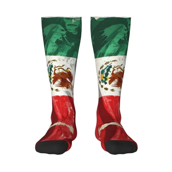 Knee High Socks for Women Mexico-Flag- Print Long Tube Sock Uniform Socks