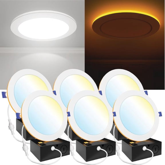Sunco 6 Pack 13W 8 Inch LED Slim Down Light Residential Ambient Home Indoor Living Room Bedroom Bathroom, 1350 Lumens, Selectable CCT 2700K/3000K/4000K/5000K/6000K, 0-10V Dimmable, AC120V - ETL