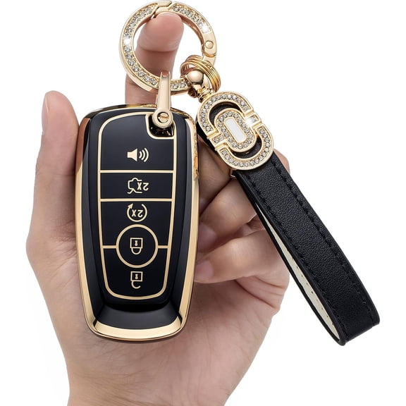 Key Fob Cover Compatible with Ford Fusion Mustang F-150 Explorer 2013-2017 5 Button TPU Keychain Case Holder Protector,Model-a(black)