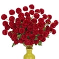 thumbnail image 1 of Flores artificiales Briful 12 unidades de crisantemos kiku rojos con tallos de 53 cm, 1 of 7