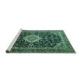 thumbnail image 2 of Ahgly Company Machine Washable Indoor Square Medallion Turquoise Blue Traditional Area Rugs, 8' Square, 2 of 4