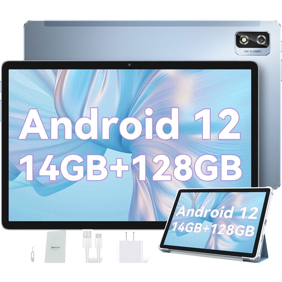 Blackview 10 inch Tablet 14GB 128GB Google GMS 5G Wifi Gaming Tablet Computer with Case, Tab 12 Pro, Blue
