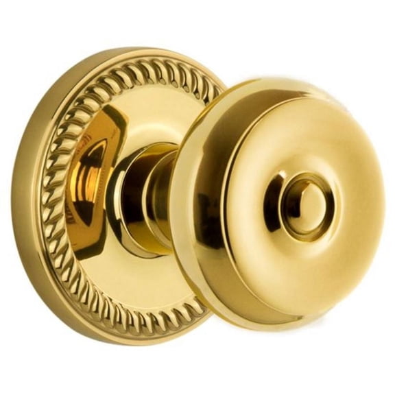 Grandeur Newbou_Psg_238 Newport Solid Brass Rose Passage Door Knob Set - Brass