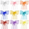 thumbnail image 3 of Zhuge Paquete de 25 fajas de organza para sillas de banquete, lazos para decoración de bodas, fiestas, blanco, rosa, morado, dorado y rojo (paquete de 25, blanco), 3 of 5