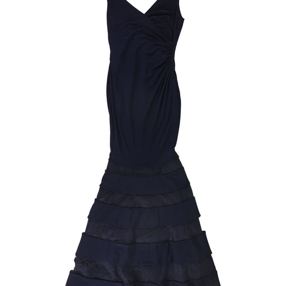 Ralph Lauren Womens Cleveland Tulle Stripe Gown Dress, Blue, 2