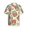 thumbnail image 3 of Xecao Frog Hold Strawberry print Hawaiian shirt - a stylish short-sleeve button-down for men, perfect for casual beach and tropical outings., 3 of 9