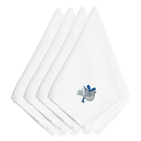 

Carolines Treasures EMBT2105NPKE Christmas Blue and Silver Dove Embroidered Napkins Set of 4 20 x 20 multicolor
