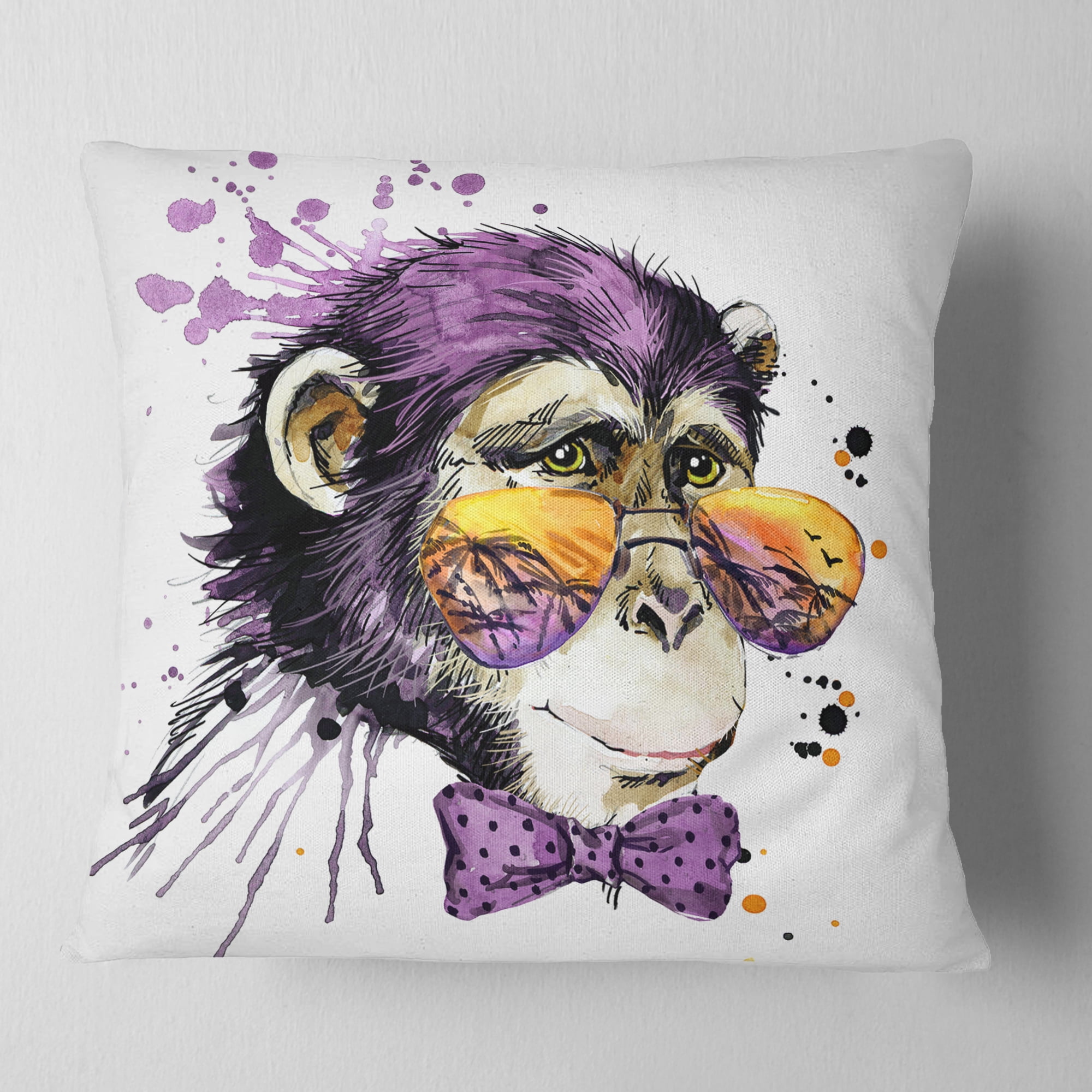 Designart Cool Monkey - Animal Throw Pillow - 16x16
