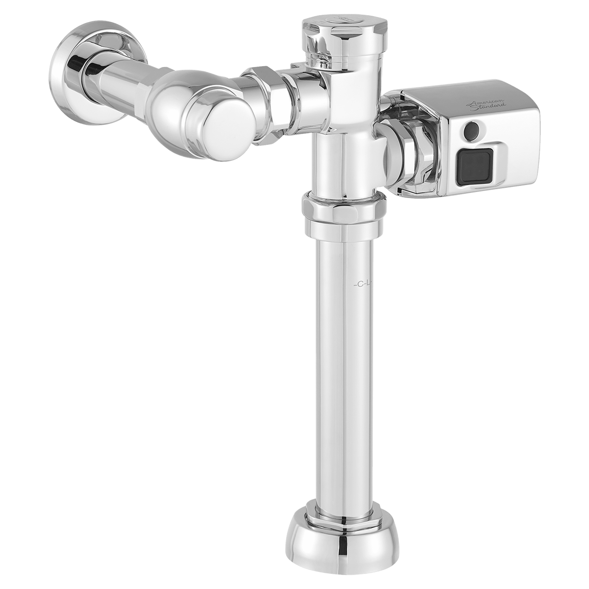 American Standard Exposed Manual Toilet Flush Valve with Side Mount 1.1 GPF in Polished Chrome