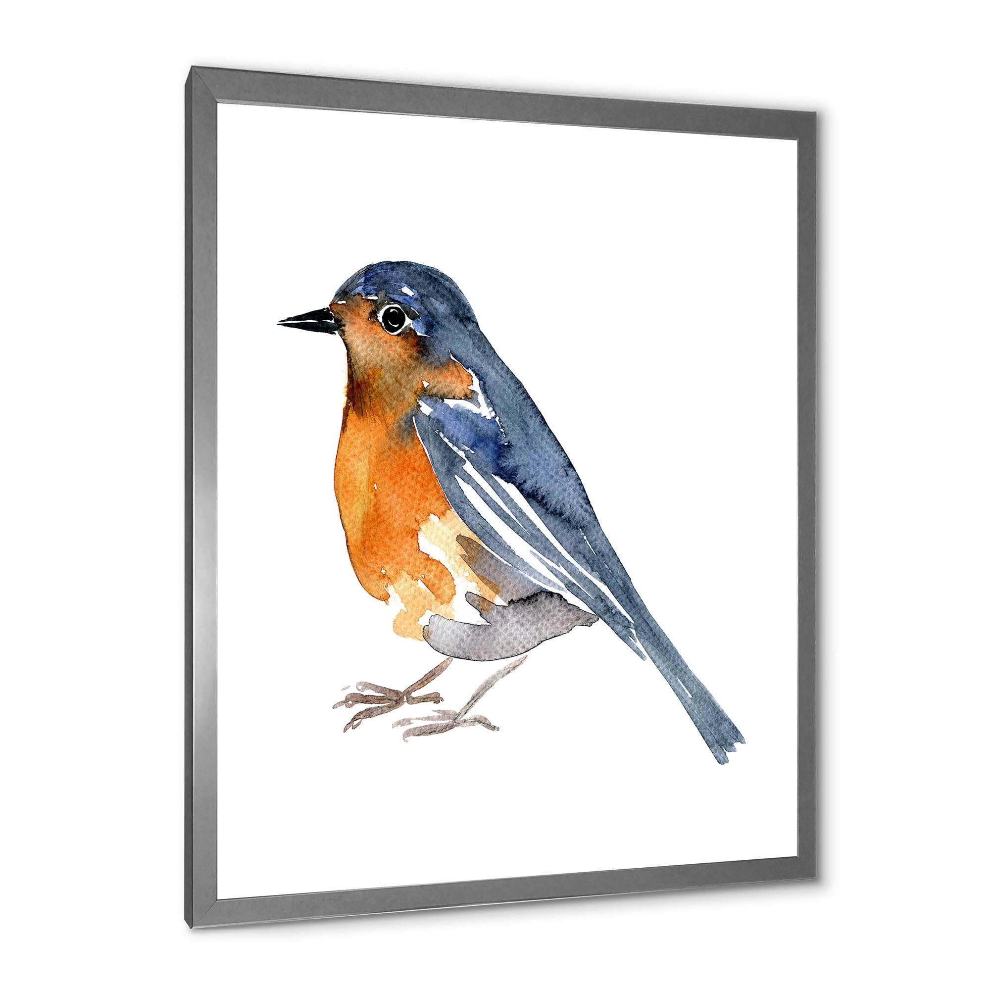 Designart 'Ancient Orange Bird' Traditional Framed Art Print
