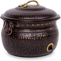 BirdRock Home Decorative Water Hose Pot with Lid - Distressed Bronze - 100 ft Hose