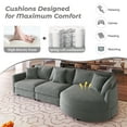 thumbnail image 6 of Harper & Bright Designs L-Shaped Sectional Sofa Set with Curved Chaise and Lounger, 3-Seat Couch with Pillows, Chenille Upholstered Sectional Sofa for Living Room , Grey, 6 of 18