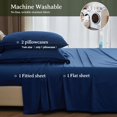thumbnail image 4 of Simple&Opulence 100% Viscose from Bamboo Sheet Set 3Pcs, Cooling for Hot Sleepers, Soft Breathable Bed Sheets Set, 15" Deep Pockets, Luxury Hotel Silky Bedding Sheets (Dark Blue,Twin), 4 of 7