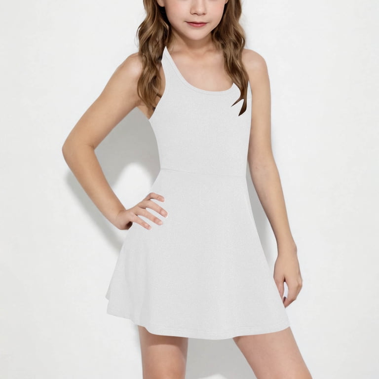 Moocorvic Girls Athletic Dress Sleeveless Tennis Short Dresses High Waist Golf Workout Outfits with Shorts Pocket 12-13Years,White, Infant Girl's Moocorvic Girls Athletic Dress Sleeveless Tennis Short Dresses High Waist Golf Workout Outfits with Shorts Pocket 12-13Years,White, Infant Girl's