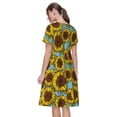 thumbnail image 2 of Bixox Robe d'Été à Manches Courtes pour Femmes Robe Ample Longueur Genou avec Poches-Tournesols, 2 of 7