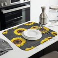 thumbnail image 3 of Dish Drying Mat with Sunflower Pattern, Microfiber Kitchen Counter Pad 16x18 Inch, Foldable Absorbent Floral Rack Pad, 3 of 7