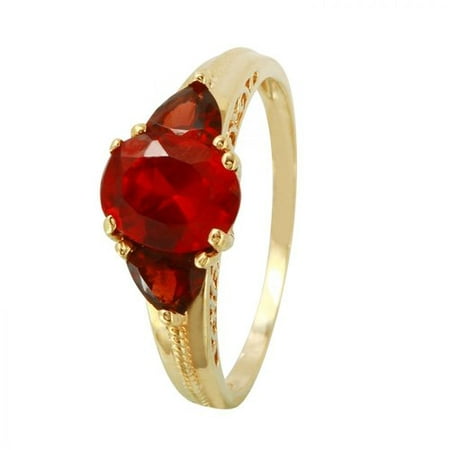 Foreli 1.1CTW Created Ruby And Garnet 14K Yellow Gold Ring