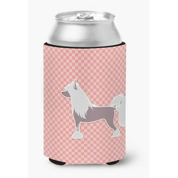 Chinese Crested Checkerboard Pink Can or Bottle Hugger