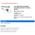 thumbnail image 2 of Front Right Window Regulator - Compatible with 2000 - 2004 Kia Spectra 2001 2002 2003, 2 of 2