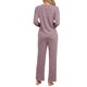thumbnail image 3 of Conjunto de lounge de punto acanalado para mujer INSPIRE CHIC, pijama de dos piezas con pantalones de manga larga, conjunto a juego, L púrpura, 3 of 6