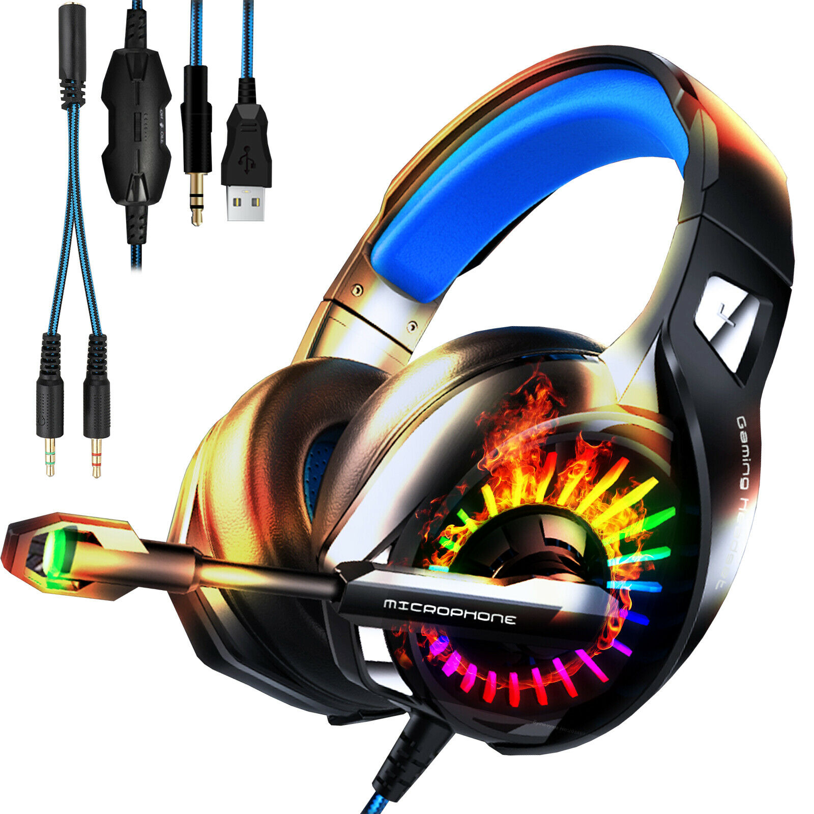 Stereo 3.5mm Wired Gaming Headset Headphone For PS4 Xbox One Google