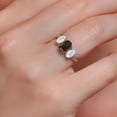 thumbnail image 4 of Gem Stone King 10K White Gold Brown Smoky Quartz White Moissanite and White Lab Grown Diamond 3 Stone Engagement Ring for Women (2.24 Cttw, Gemstone Birthstone, Available in Size 5, 6, 7, 8, 9), 4 of 5