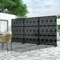 thumbnail image 3 of MAYEERTY 72*47" Outdoor Metal Privacy Screen Freestanding Panel Screen for Patio,Geometric Star Pattern, Black, 3 of 5