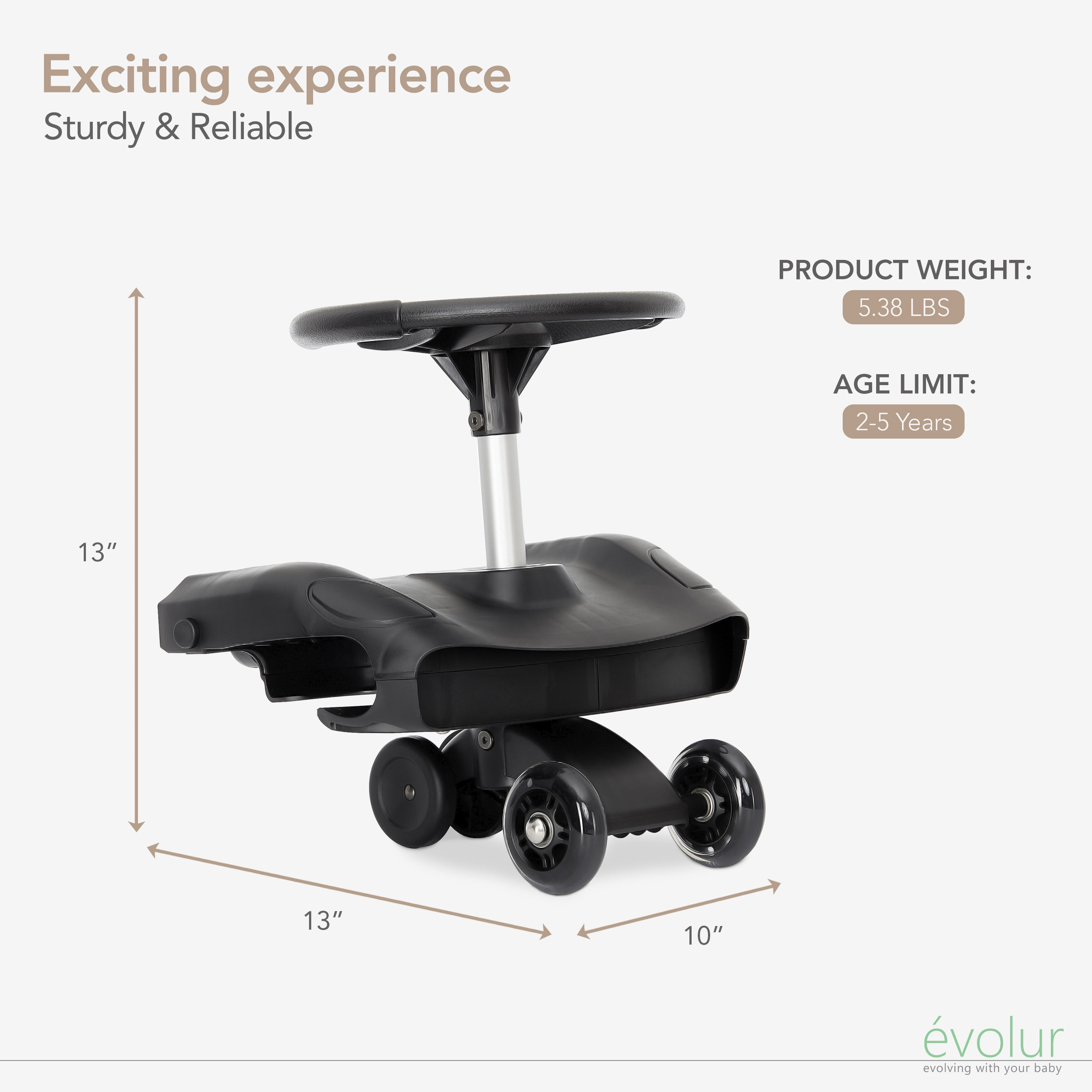 Evolur Cruise Swing Rider Scooter in Black