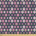 thumbnail image 2 of Ambesonne Floral Fabric by the Yard Upholstery, Scattered Minimalist Flower, 10 Yards, Pastel Pink Dark Indigo, 2 of 5