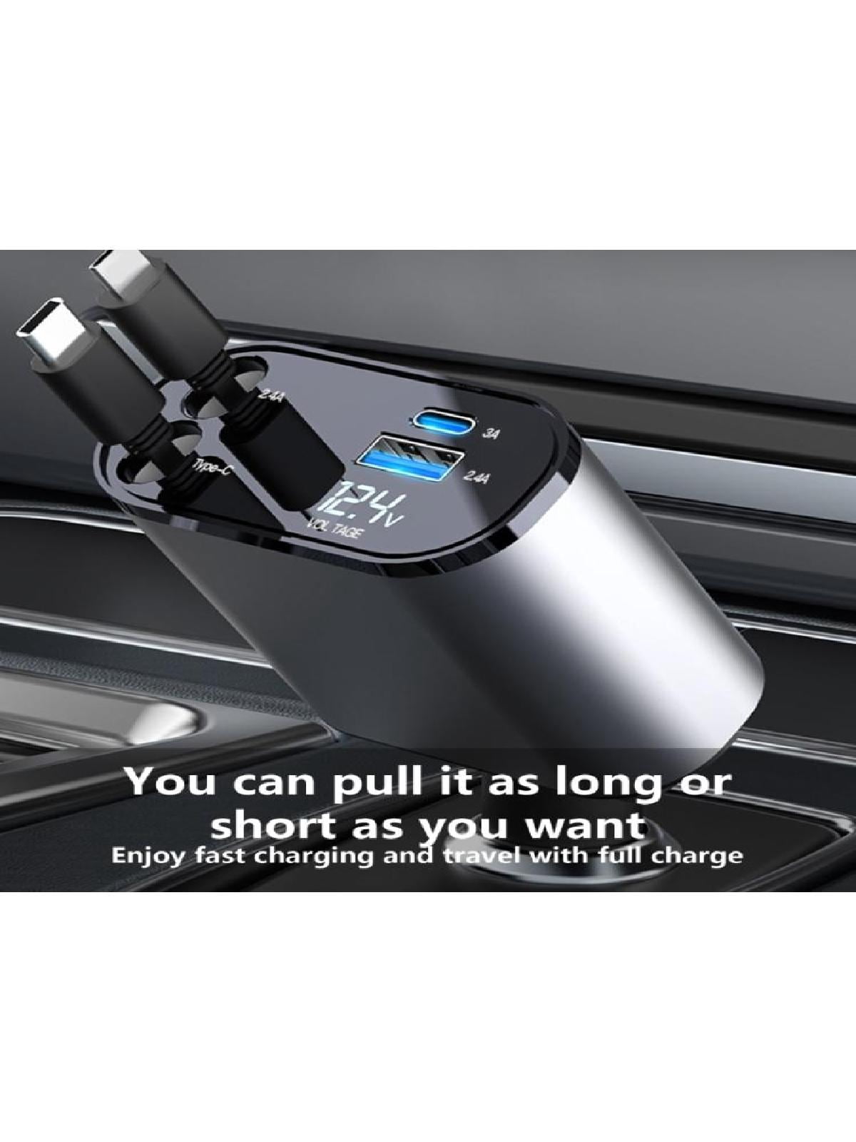 Retractable Car Charger USB C Car Charger Adapter Car Charger Fast Charging Converter for Men Women Car Accessories