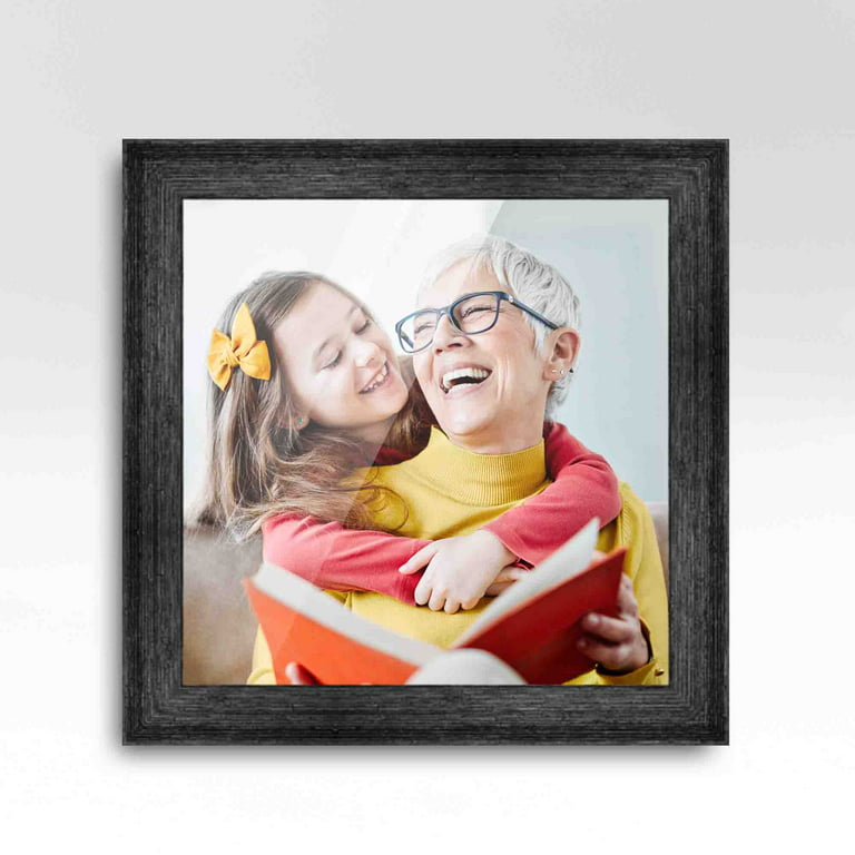 30x30 Frame Black Real Wood Picture Frame Width 1.5 Inches | Interior Frame  Depth 0.5 Inches | Barn Black Distressed Photo Frame Complete with UV