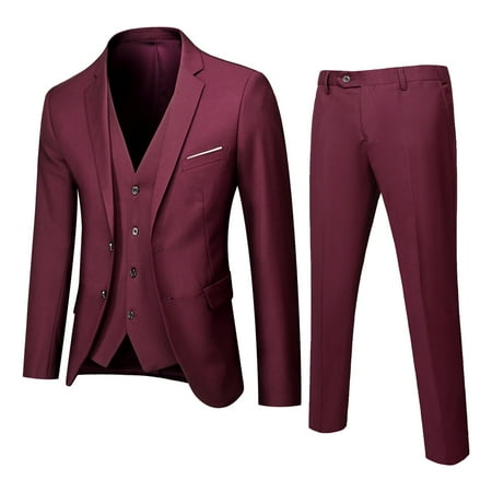 

Mens Pajamas Set Suit Slim 3 Piece Suit Business Wedding Party Jacket Vest & Pants