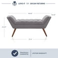 thumbnail image 5 of BELLEZE 46 Inch Armed Fabric Ottoman Bench Contemporary Design Upholstered Button Tufted Accent Furniture for Entryway Living Room and Bedroom - Posey (Grey), 5 of 7