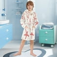 thumbnail image 5 of FORMRS Niños Bathrobe Unisex Hooded Robe Soft Plush Pajamas Sleepwear, Size 10-12T, White Starfish, 5 of 7