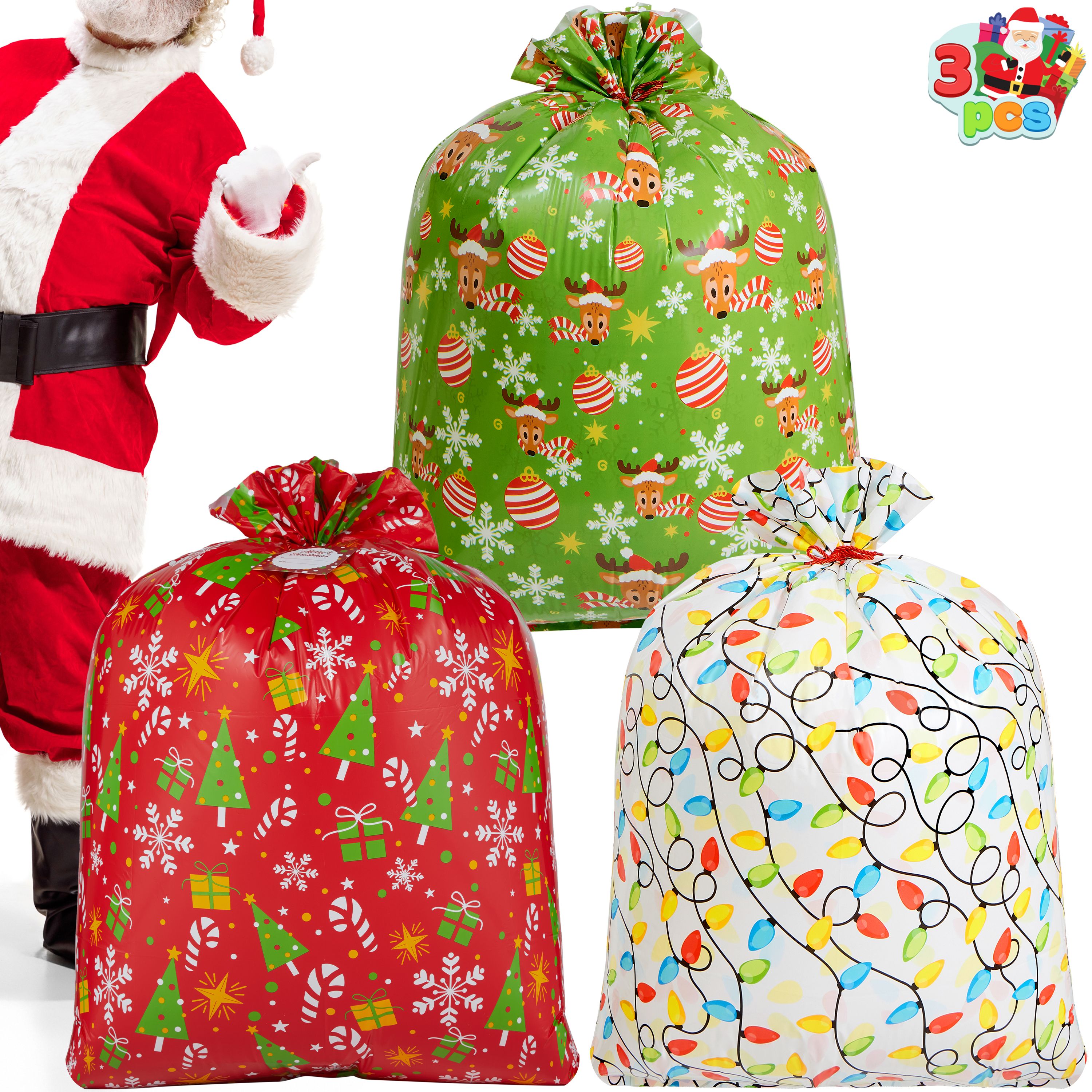 Joyfy 3-Piece Jumbo Christmas Gift Bags, 44 x 36 Inches photo 6
