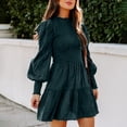 thumbnail image 4 of DPTALR Casual Femmes Solide Pull Manches Longues O-Cou Robe de Princesse Élastique, 4 of 9