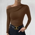 thumbnail image 5 of Yuyuzo Going out Tops for Women Fall Cold Shoulder Long Sleeve Slim Fitted Solid Color Tee Shirts, 5 of 5