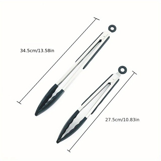 2pcs, Silicone Baking Food Tongs, Stainless Steel Bread Non-slip Silicone Barbecue Clip, Bread Clip 9 Inch, 12 Inch, BBQ Tools, Kitchen Accessories