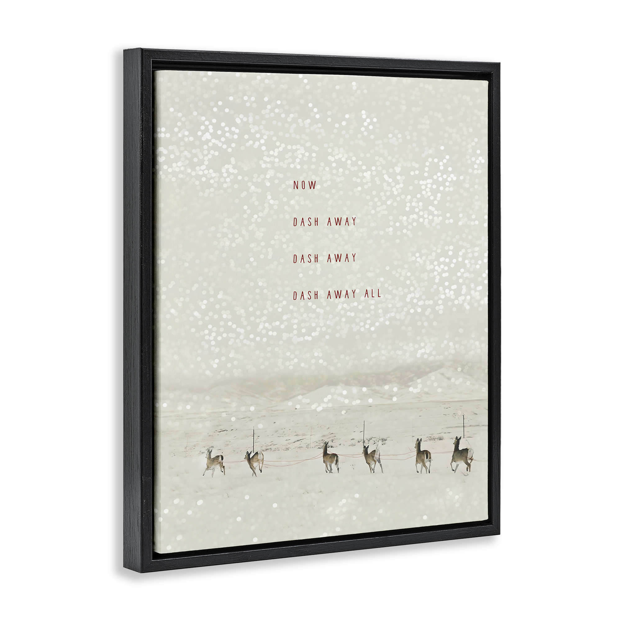 Stupell Industries Dash Away Winter Poem Landscape Painting Black Floater Framed Canvas Art Prints Wall Art, 17 x 21