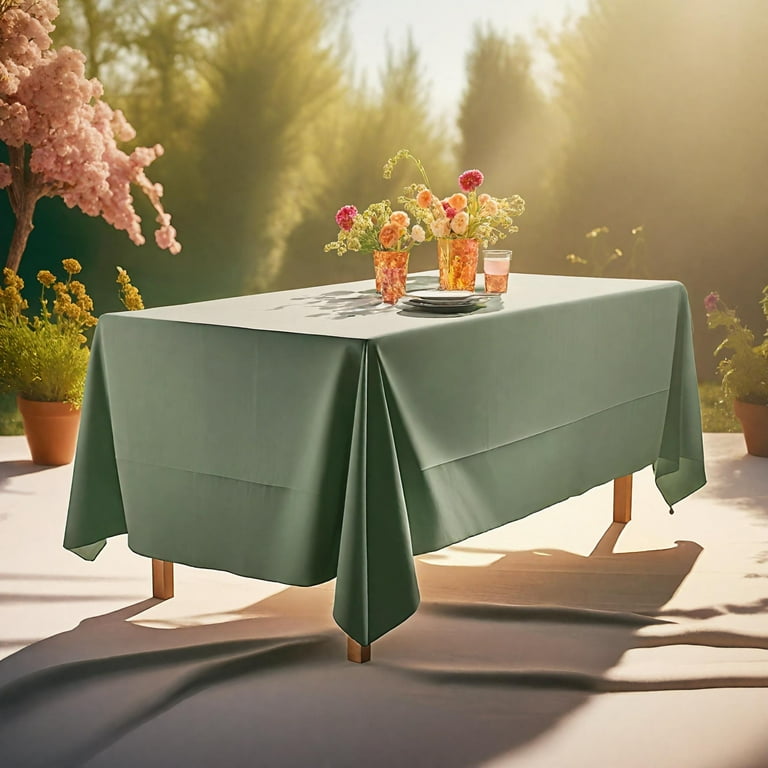 10 Pack Sage Green Plastic Tablecloth Disposable Table Covers for Parties Bridal Shower Birthday Engagement Wedding Fits 6 to 8 Foot Rectangle Tables 54 108 inch Walmart