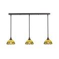 thumbnail image 1 of 3 Light Linear Pendalier With Hang Straight Swivels Shown In Dark Granite Finish With 7 Amber Dragonfly Art Glass, 1 of 1