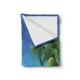 thumbnail image 2 of Ocean Soft Flannel Fleece Throw Blanket, Palm Tree Leaves in the Tropical Sand Beach Sea Landscape Graphic Print, Cozy Plush for Indoor and Outdoor Use, 50" x 70", Cream and Navy Green, by Ambesonne, 2 of 5