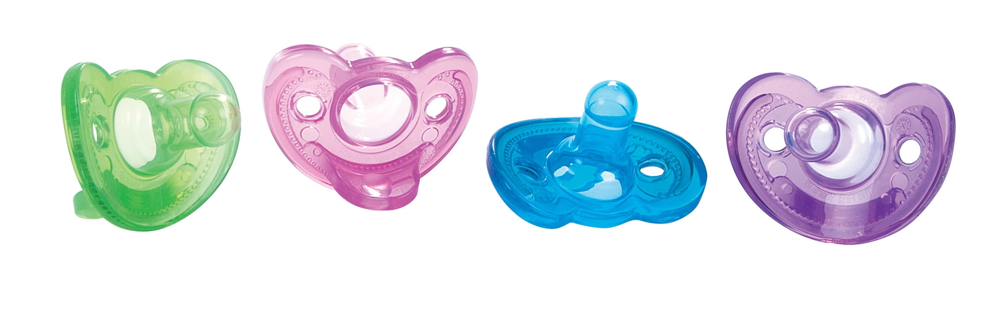 Baby Soothers with Cherry Silicone Teat Blue and Pink Heart design Dummies 