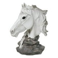 thumbnail image 4 of Wild and Free White Stallion Equine Horse Bust On Rocky Pillar Base Figurine, 4 of 9